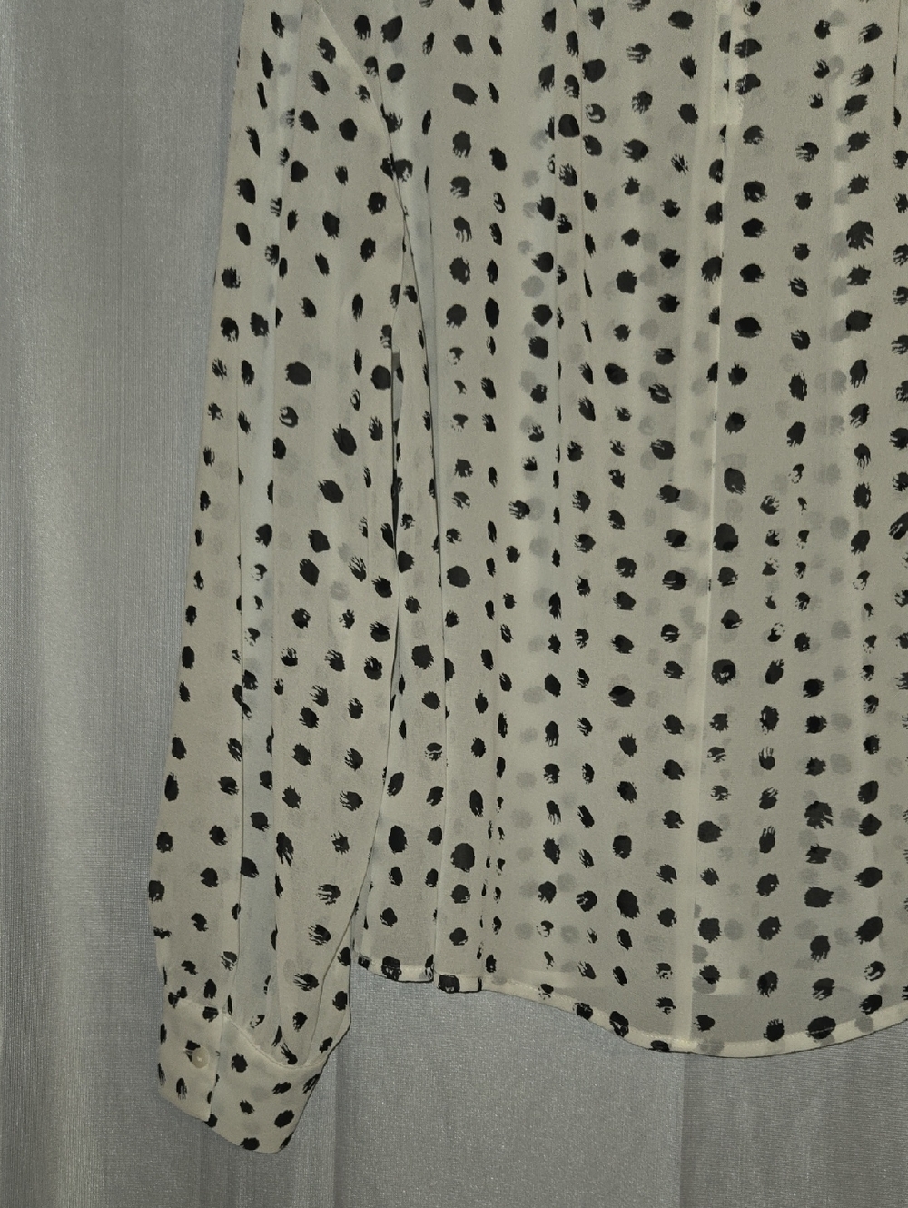 Worthington Polka Dot Long-Sleeve Blouse - White with Black Dots Size Large NWT - Picture 6 of 7